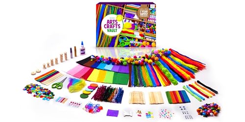 Dan&Darci Arts and Crafts Vault - Craft Supplies Kit in a Box - Birthday Gift for Kids Ages 4 5 6 7 8 9 10 11 & 12 Year Old Girls & Boys - Crafting Set Kits - Gift Ideas for Kid Art Activity Gifts