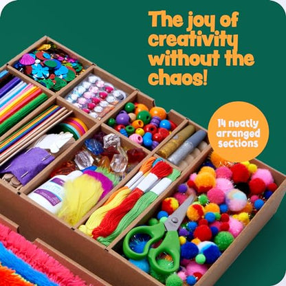 Dan&Darci Arts and Crafts Vault - Craft Supplies Kit in a Box - Birthday Gift for Kids Ages 4 5 6 7 8 9 10 11 & 12 Year Old Girls & Boys - Crafting Set Kits - Gift Ideas for Kid Art Activity Gifts