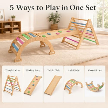 5-in-1 Indoor Climbing Gym with Slide & Ladder