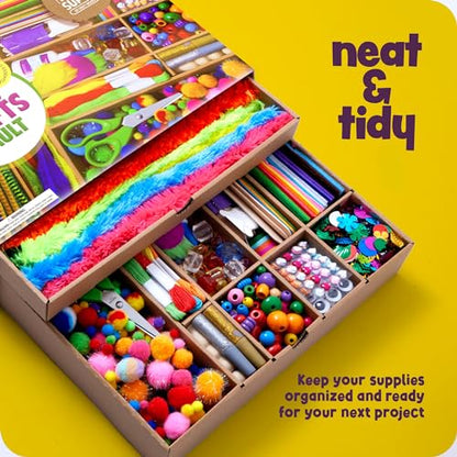 Dan&Darci Arts and Crafts Vault - Craft Supplies Kit in a Box - Birthday Gift for Kids Ages 4 5 6 7 8 9 10 11 & 12 Year Old Girls & Boys - Crafting Set Kits - Gift Ideas for Kid Art Activity Gifts