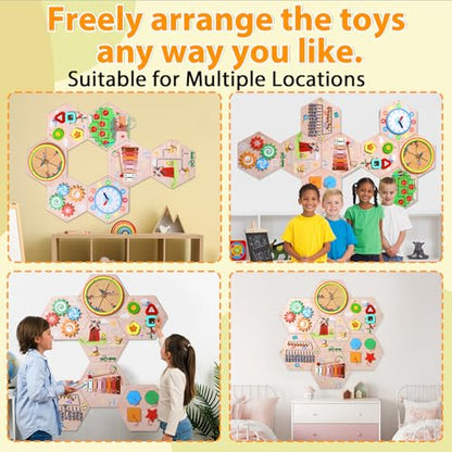 9-Piece Wooden Sensory Activity Wall Panel Set