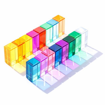 Rainbow Acrylic Building Blocks with Wooden Storage Box