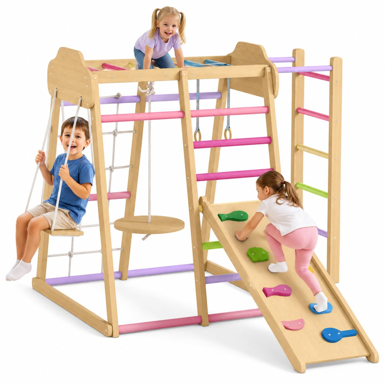 Indoor Jungle Gym with Slide & Swing for Active Play