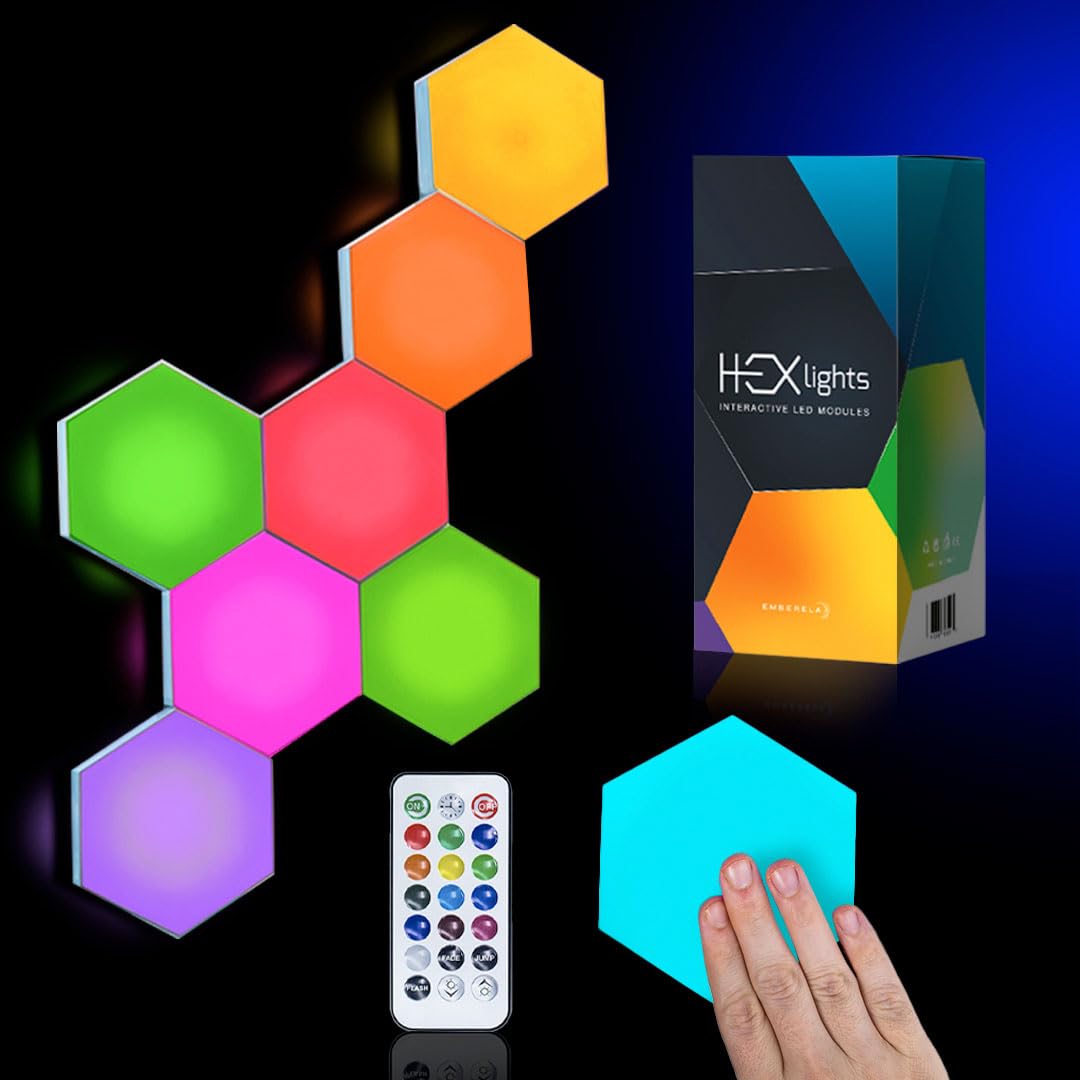 7-Pack RGB Touch-Control Hexagon Sensory Wall Lights