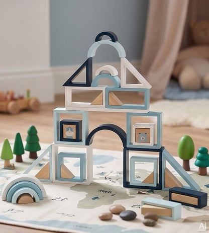Wooden Building Blocks for Creative Play & Motor Skills