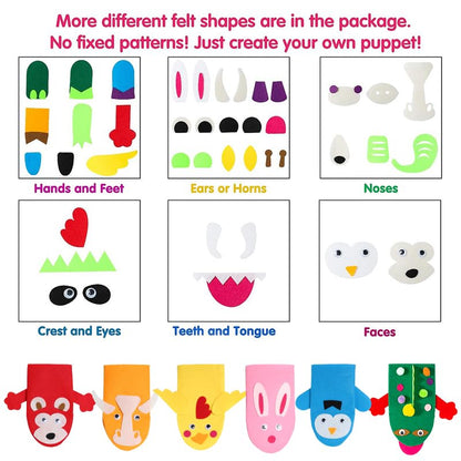WATINC Hand Puppet Making Kit, Felt Sock Puppet Toys for Kids