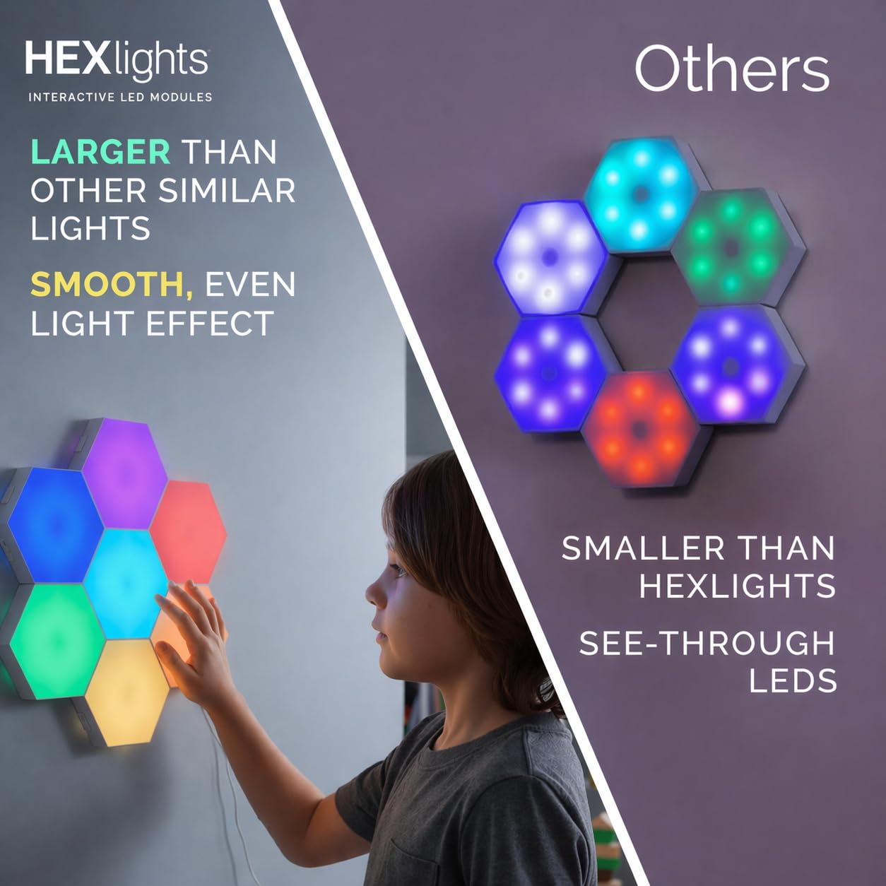 7-Pack RGB Touch-Control Hexagon Sensory Wall Lights