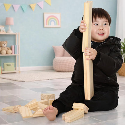 Wooden Building Blocks STEM Learning Set – 64 Pieces