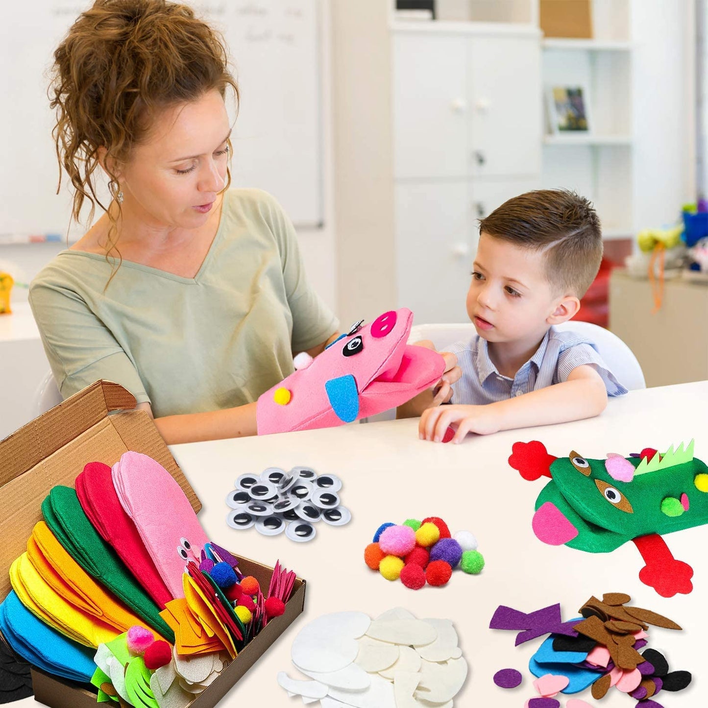 WATINC Hand Puppet Making Kit, Felt Sock Puppet Toys for Kids
