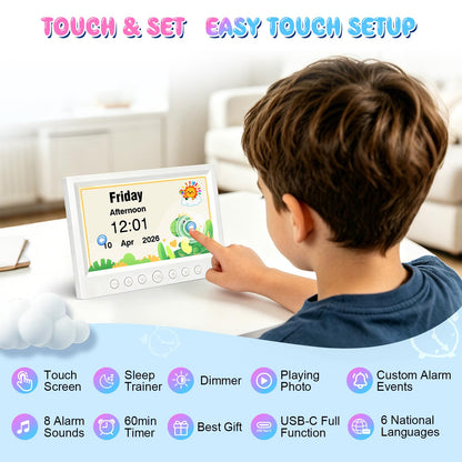 Kids Digital Learning Alarm Clock with Touchscreen