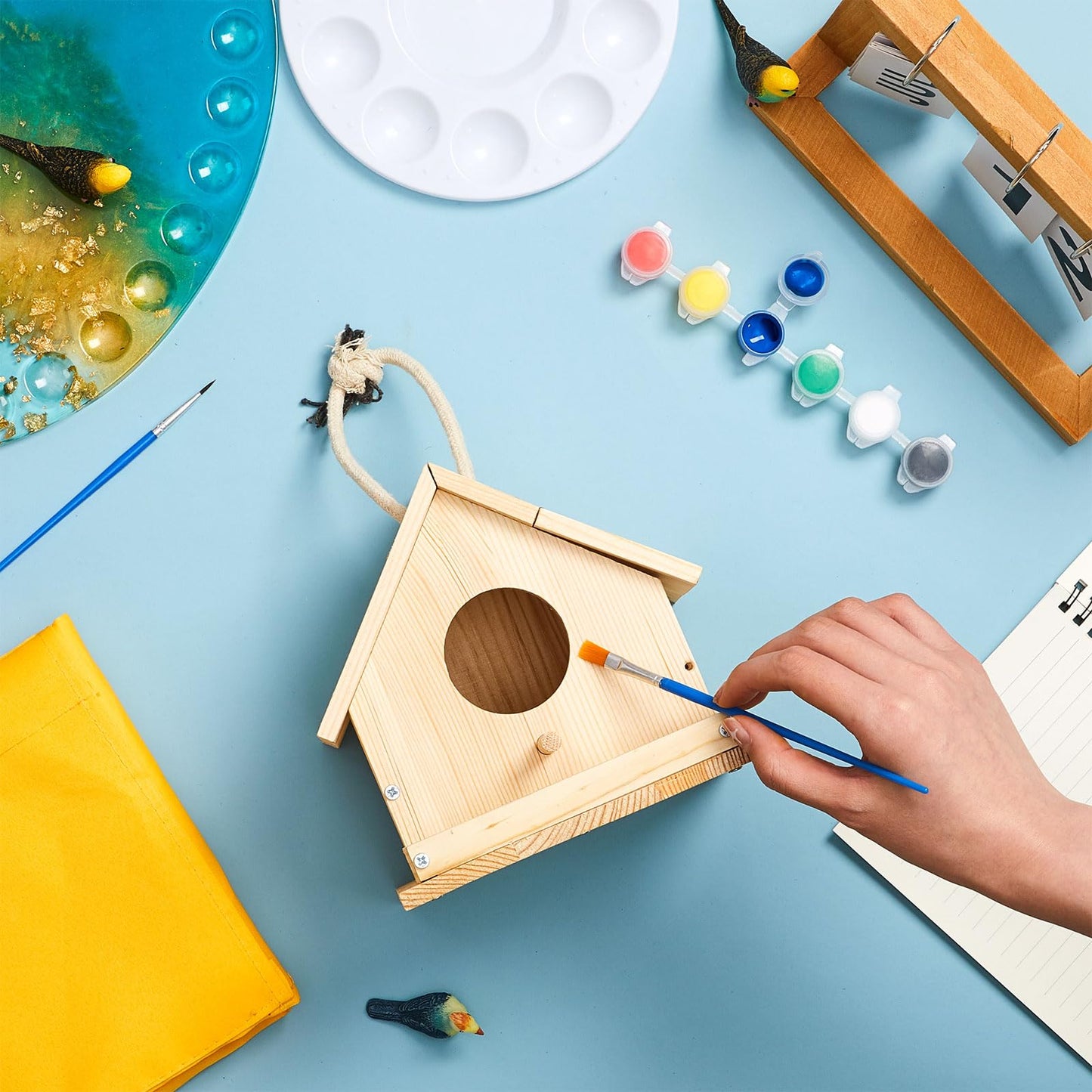 Liliful 24 Sets Wooden DIY Birdhouse Kit for Kids to Build & Paint