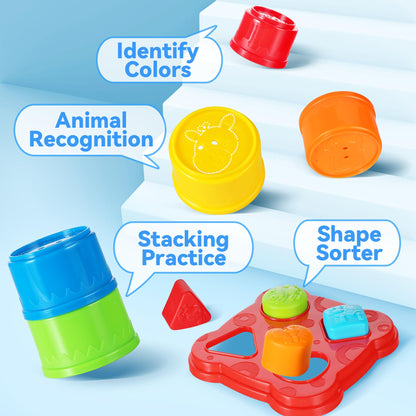 Baby Stacking Cups & Shape Sorter Learning Toy Set