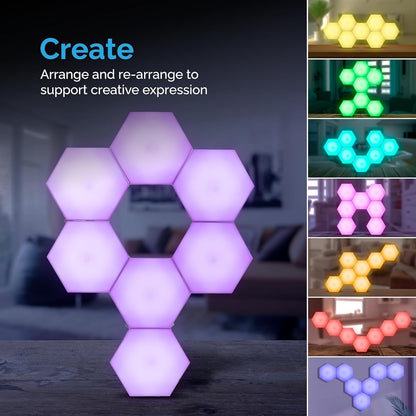 7-Pack RGB Touch-Control Hexagon Sensory Wall Lights