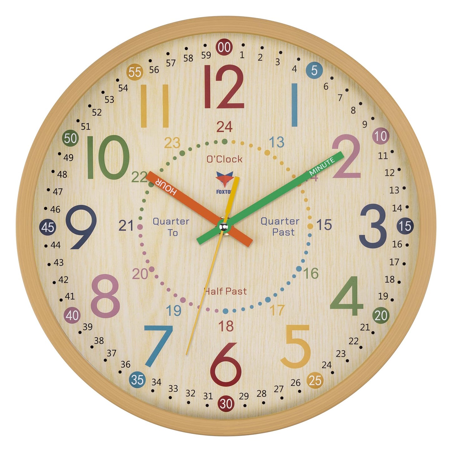 Silent Non-Ticking Kids Wall Clock for Learning