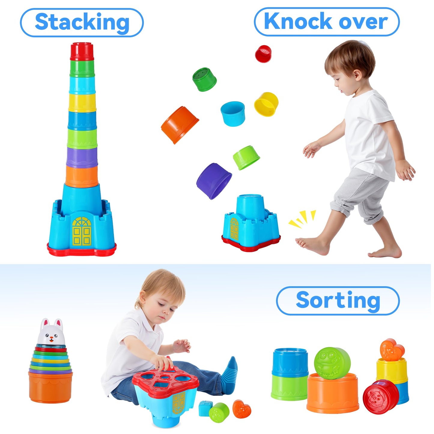 Baby Stacking Cups & Shape Sorter Learning Toy Set