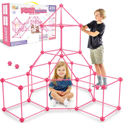 SpringFlower Fort Building Kit for Kids,STEM Construction Toys, Educational Gift for 4 5 6 7 8 9 10 11 12 Years Old Boys and Girls,Ultimate Creative Set for Indoor & Outdoors Activity