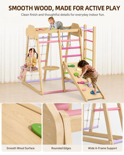 Indoor Jungle Gym with Slide & Swing for Active Play