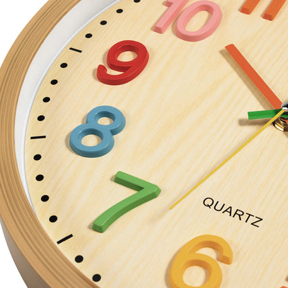 Silent Non-Ticking Kids Wall Clock for Learning