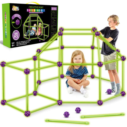 SpringFlower Fort Building Kit for Kids,STEM Construction Toys, Educational Gift for 4 5 6 7 8 9 10 11 12 Years Old Boys and Girls,Ultimate Creative Set for Indoor & Outdoors Activity