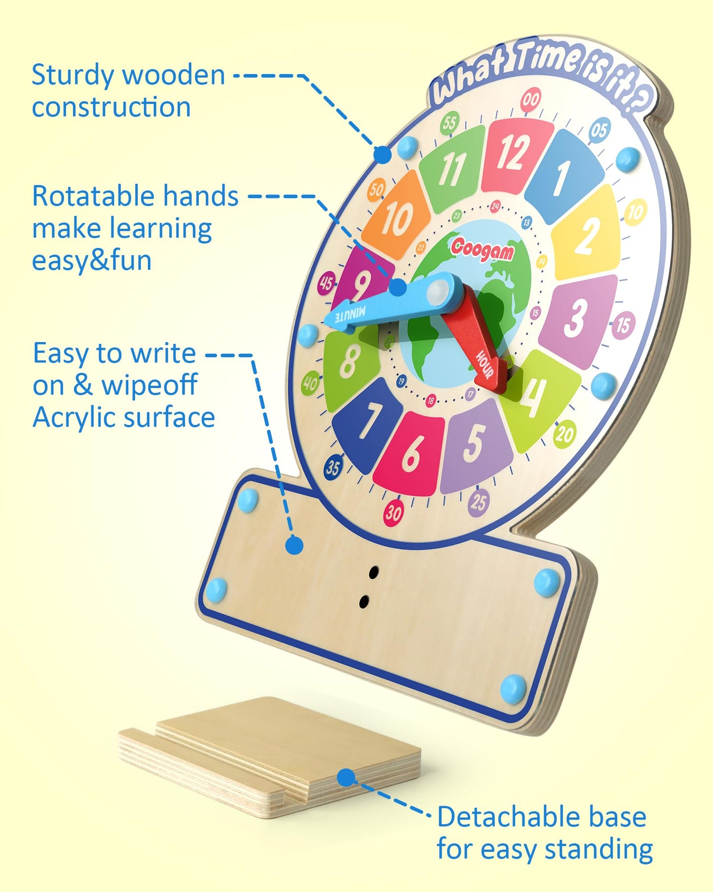 Wooden Time Learning Clock & Teaching Board Game