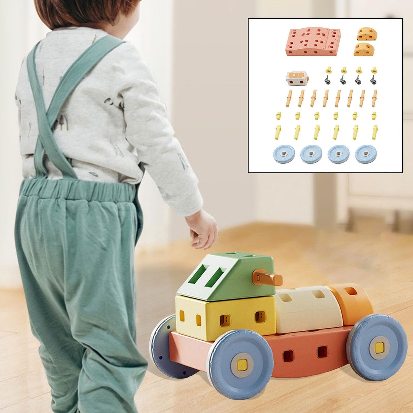 Fonowx 44 Pieces Building Blocks Toy Collection DIY Giant Building Blocks Set for Kids Children Stacking Blocks Shape Color Learning Playset Large Blocks