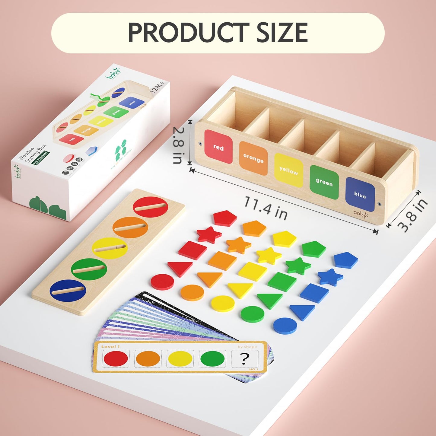 Dailyfunn Montessori Toys Wooden Sorting Box for Baby Infant Toddler 1+Year Old