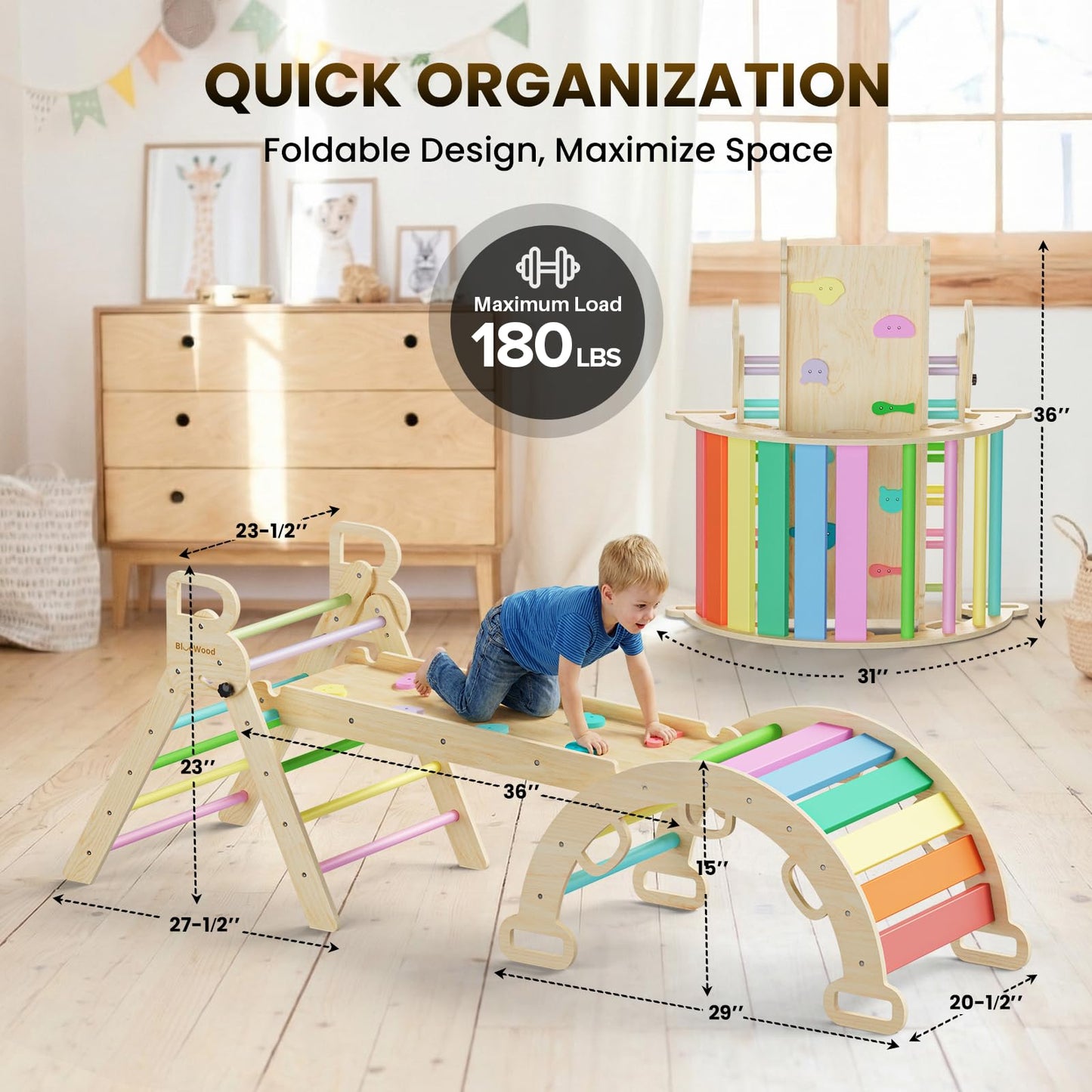 Wooden Climbing Triangle Activity Set for Kids