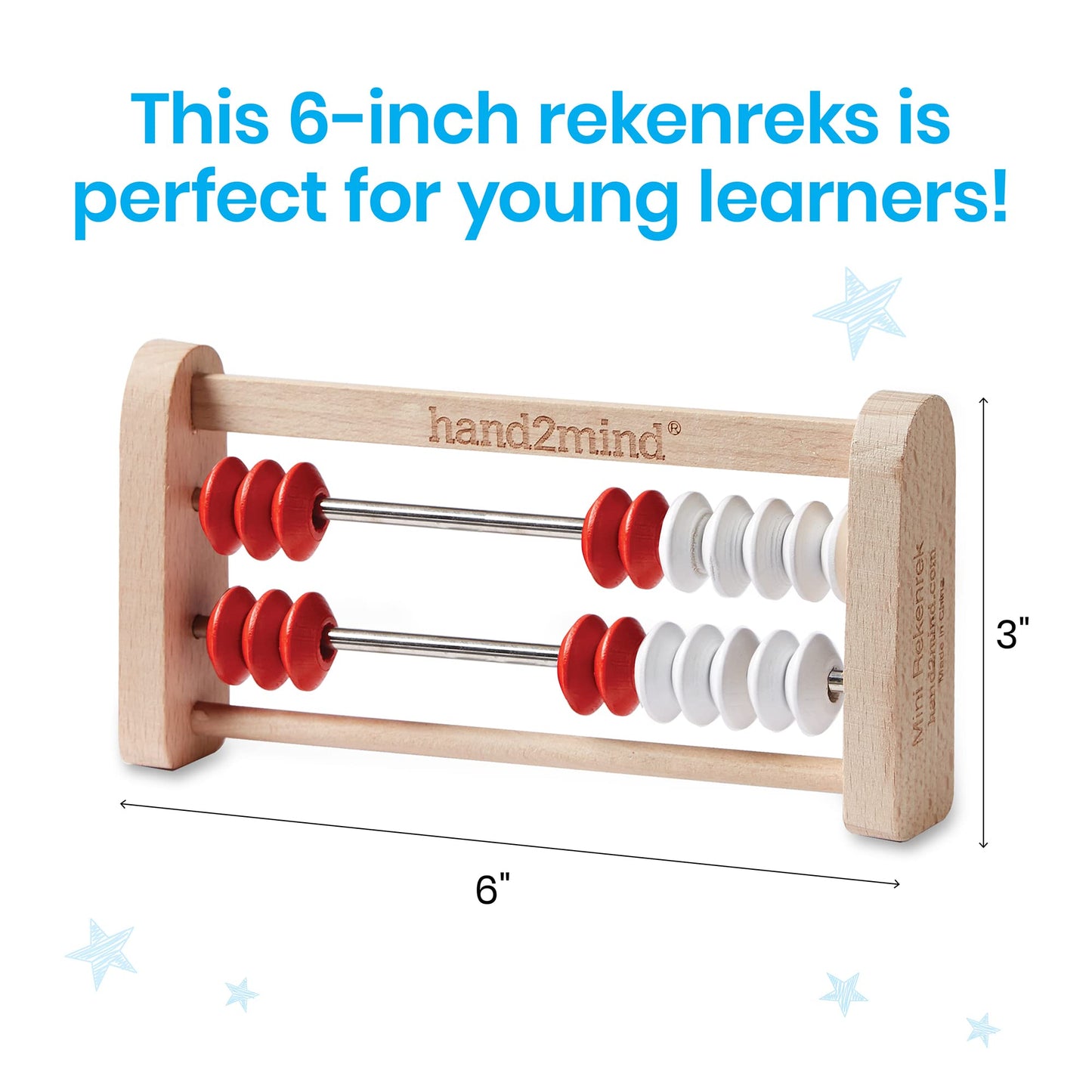 Hand2Mind Mini 20-Bead Wooden Rekenrek Abacus, Abacus for Kids, Wooden Counting Math Manipulatives, Bead Counters for Learning Counting and Numbers, Homeschool Supplies