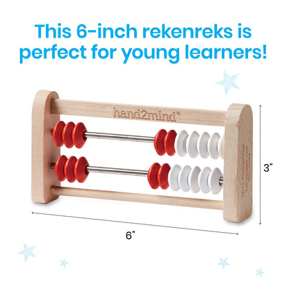 Hand2Mind Mini 20-Bead Wooden Rekenrek Abacus, Abacus for Kids, Wooden Counting Math Manipulatives, Bead Counters for Learning Counting and Numbers, Homeschool Supplies