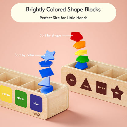 Dailyfunn Montessori Toys Wooden Sorting Box for Baby Infant Toddler 1+Year Old