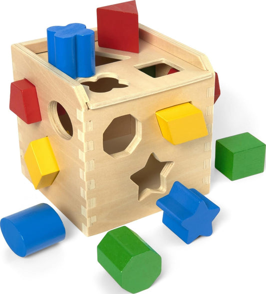 Wooden Shape Sorting Cube for Early Learning & Play