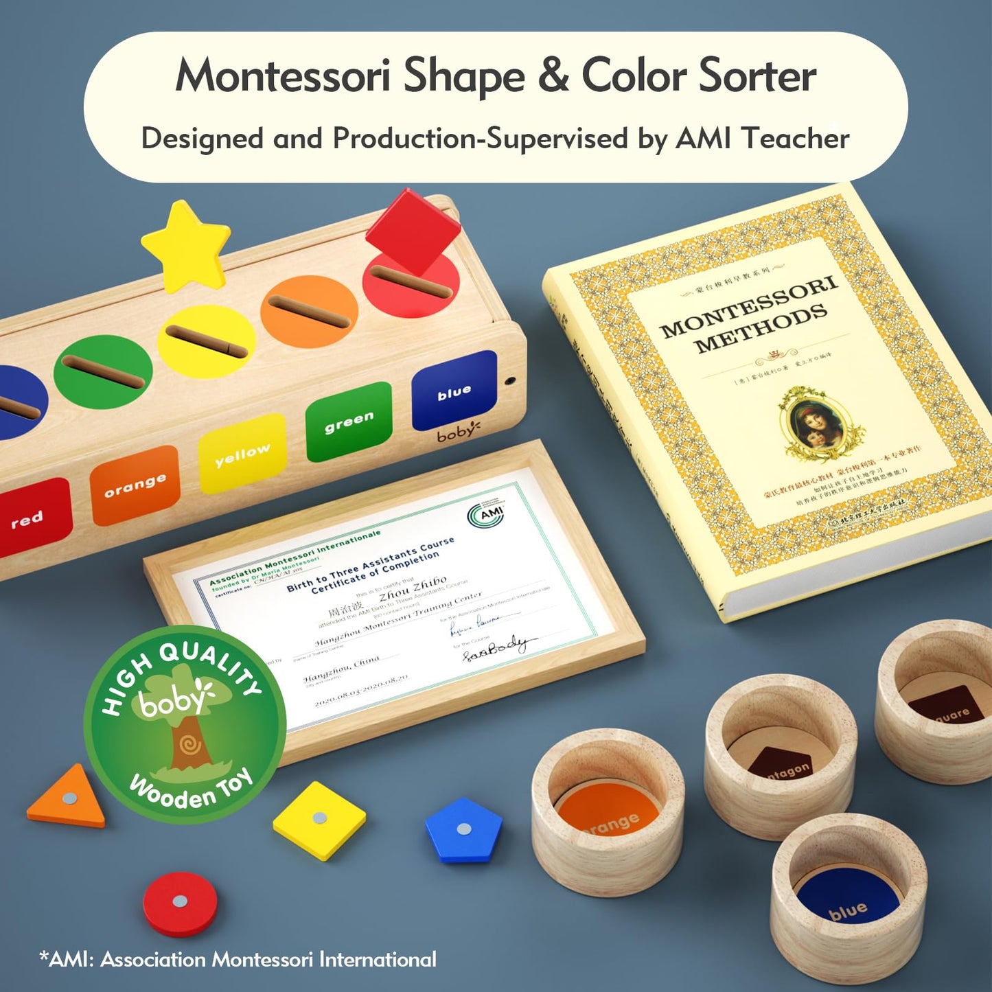 Dailyfunn Montessori Toys Wooden Sorting Box for Baby Infant Toddler 1+Year Old