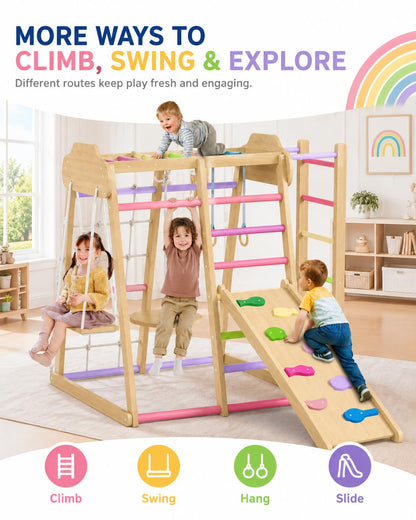 Indoor Jungle Gym with Slide & Swing for Active Play