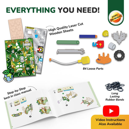 Smartivity DIY Military Vehicle for Kids | Missile Truck with Rotating Launcher | Best Birthday Gift for Boys&Girls | STEM Educational Toy with Air-Powered Missiles for 8,9,10,11,12,13,14 Years