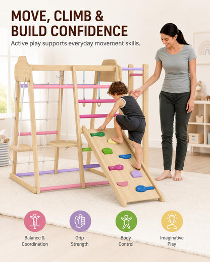 Indoor Jungle Gym with Slide & Swing for Active Play