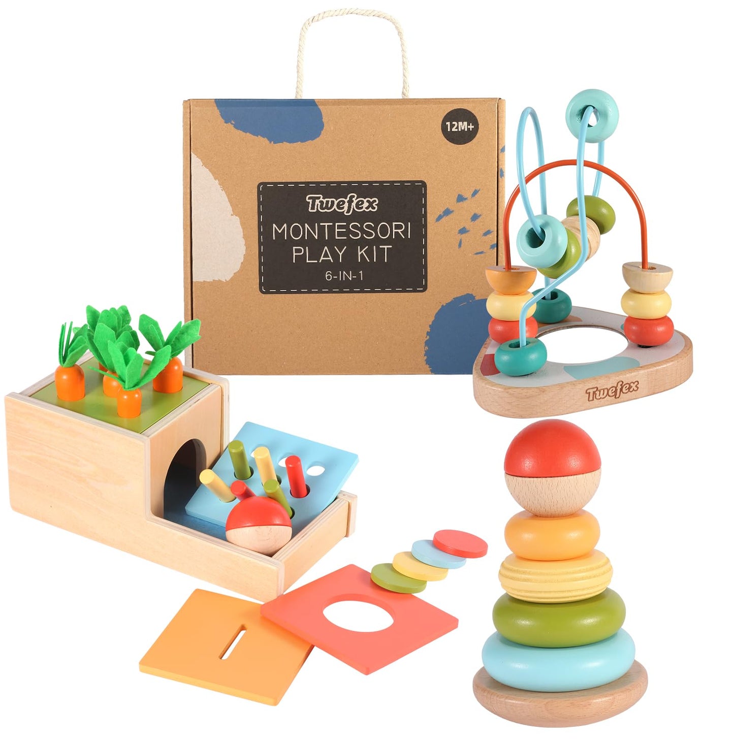 Wooden Montessori Learning Toy Set for Babies 6–12M