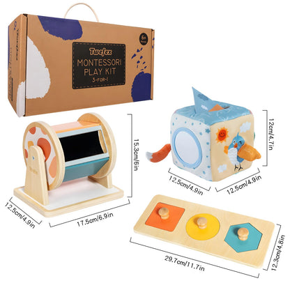 Wooden Montessori Learning Toy Set for Babies 6–12M