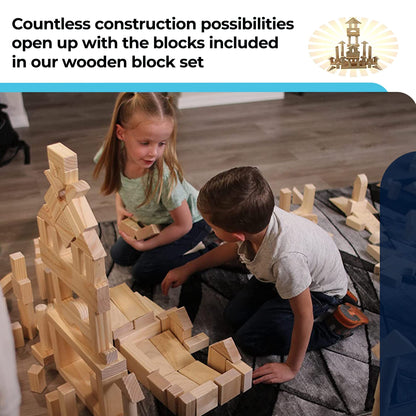 Wooden Building Blocks STEM Learning Set – 64 Pieces