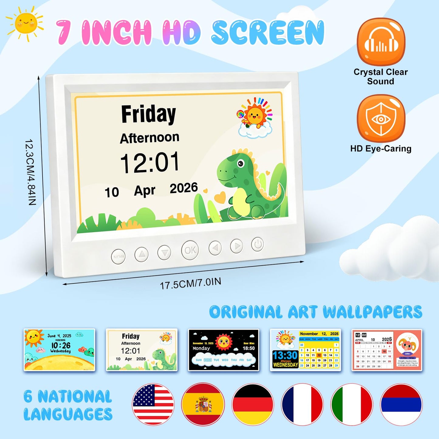 Kids Digital Learning Alarm Clock with Touchscreen