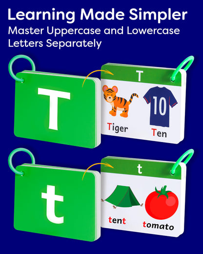THE BAMBINO TREE Alphabet Flash Cards - ABC Jumbo Flash Cards for Kids Ages 3-6 - Lowercase & Uppercase Letter Recognition Learning Game - Teacher Designed for Classroom, Preschool, Kindergarten