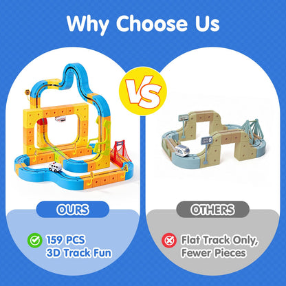 Gofunly Electric Train Set for Kids: 159 Pcs 3D Flexible Race Track Kit