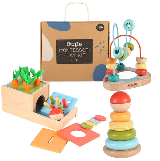 Wooden Montessori Learning Toy Set for Babies 6–12M