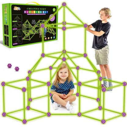 SpringFlower Fort Building Kit for Kids,STEM Construction Toys, Educational Gift for 4 5 6 7 8 9 10 11 12 Years Old Boys and Girls,Ultimate Creative Set for Indoor & Outdoors Activity