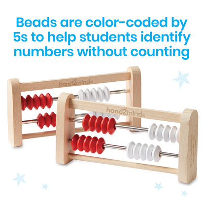 Hand2Mind Mini 20-Bead Wooden Rekenrek Abacus, Abacus for Kids, Wooden Counting Math Manipulatives, Bead Counters for Learning Counting and Numbers, Homeschool Supplies