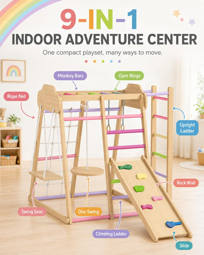 Indoor Jungle Gym with Slide & Swing for Active Play