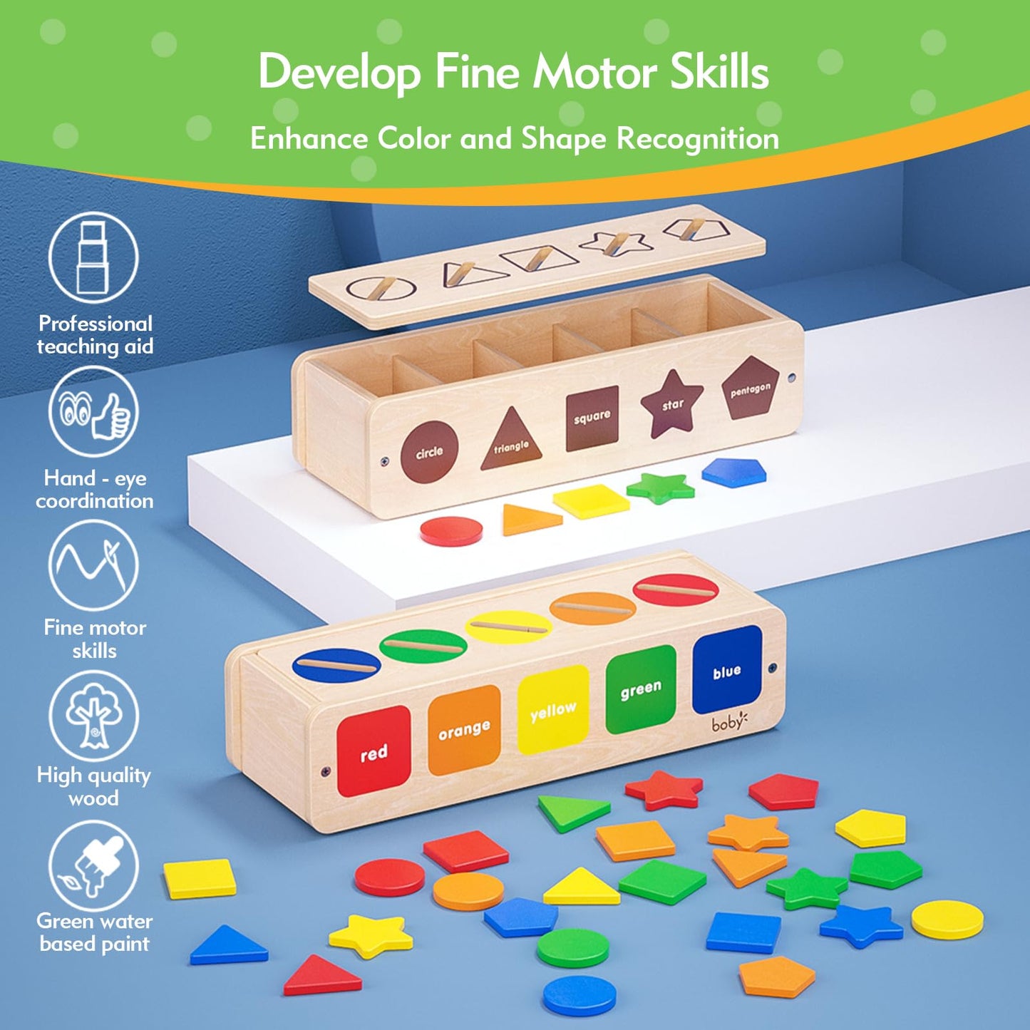 Dailyfunn Montessori Toys Wooden Sorting Box for Baby Infant Toddler 1+Year Old