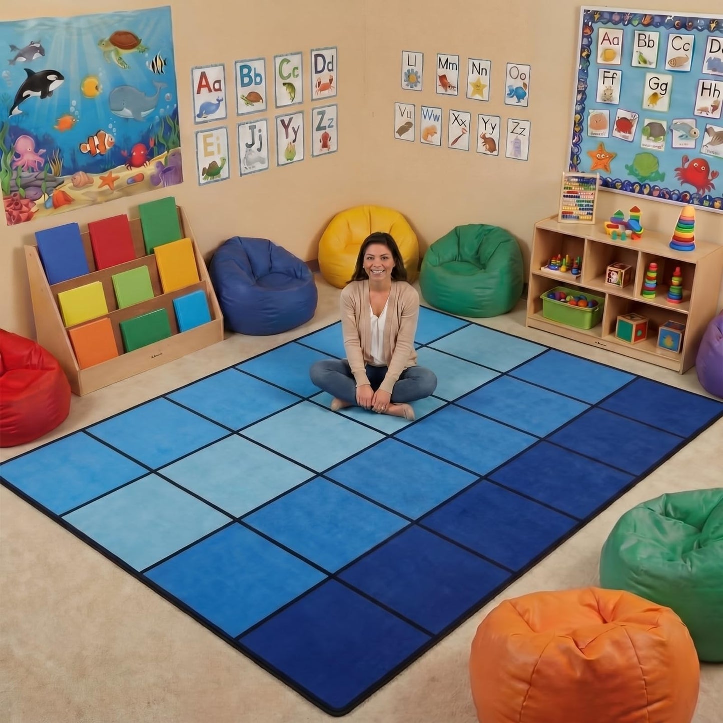 Drydiet Classroom Rug Elementary Educational Daycare Rug Large Preschool Carpet for Classroom Playmat for Kids Toddler Nursery School Early Learning