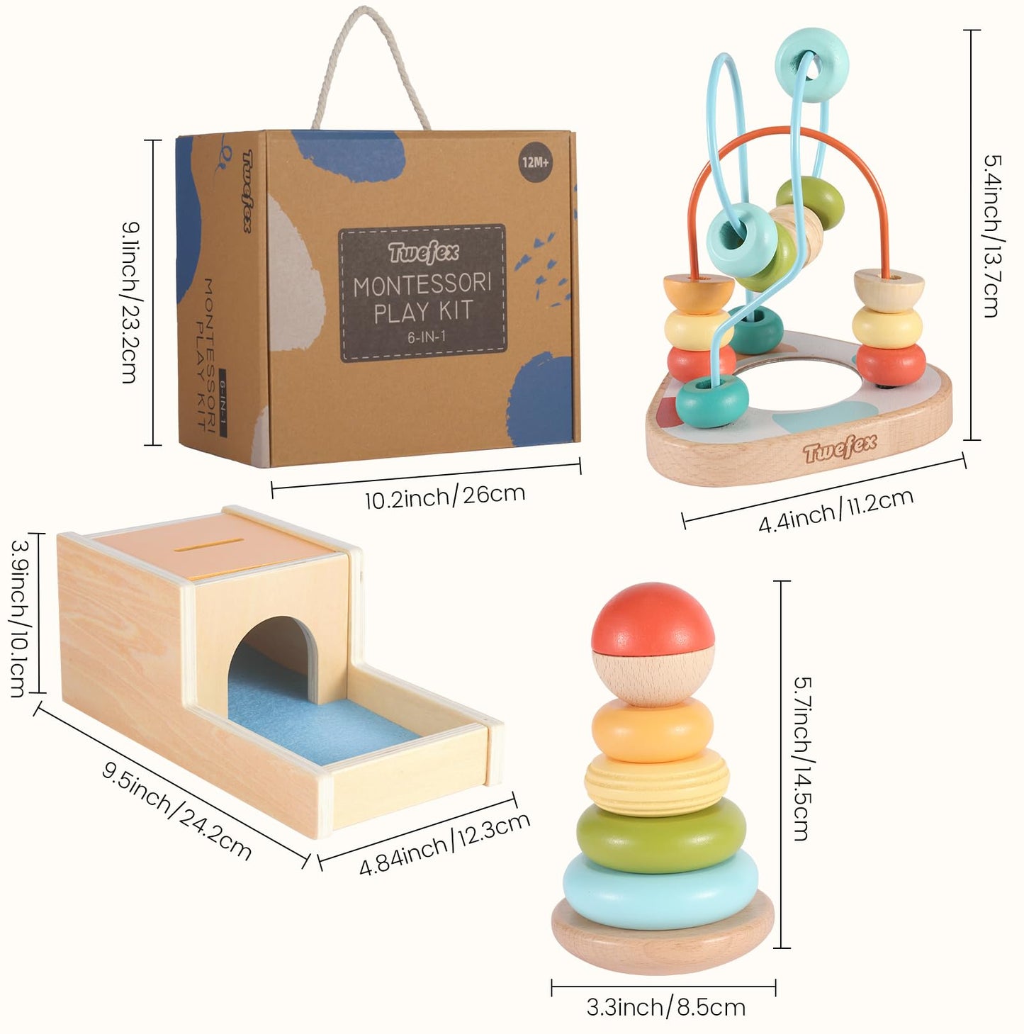 Wooden Montessori Learning Toy Set for Babies 6–12M