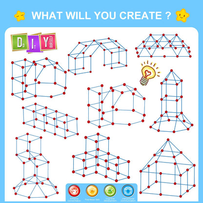 SpringFlower Fort Building Kit for Kids,STEM Construction Toys, Educational Gift for 4 5 6 7 8 9 10 11 12 Years Old Boys and Girls,Ultimate Creative Set for Indoor & Outdoors Activity