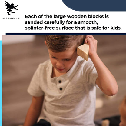Wooden Building Blocks STEM Learning Set – 64 Pieces